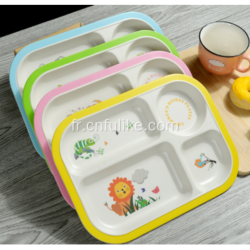 Assiette en plastique pour enfants en fibre de bambou